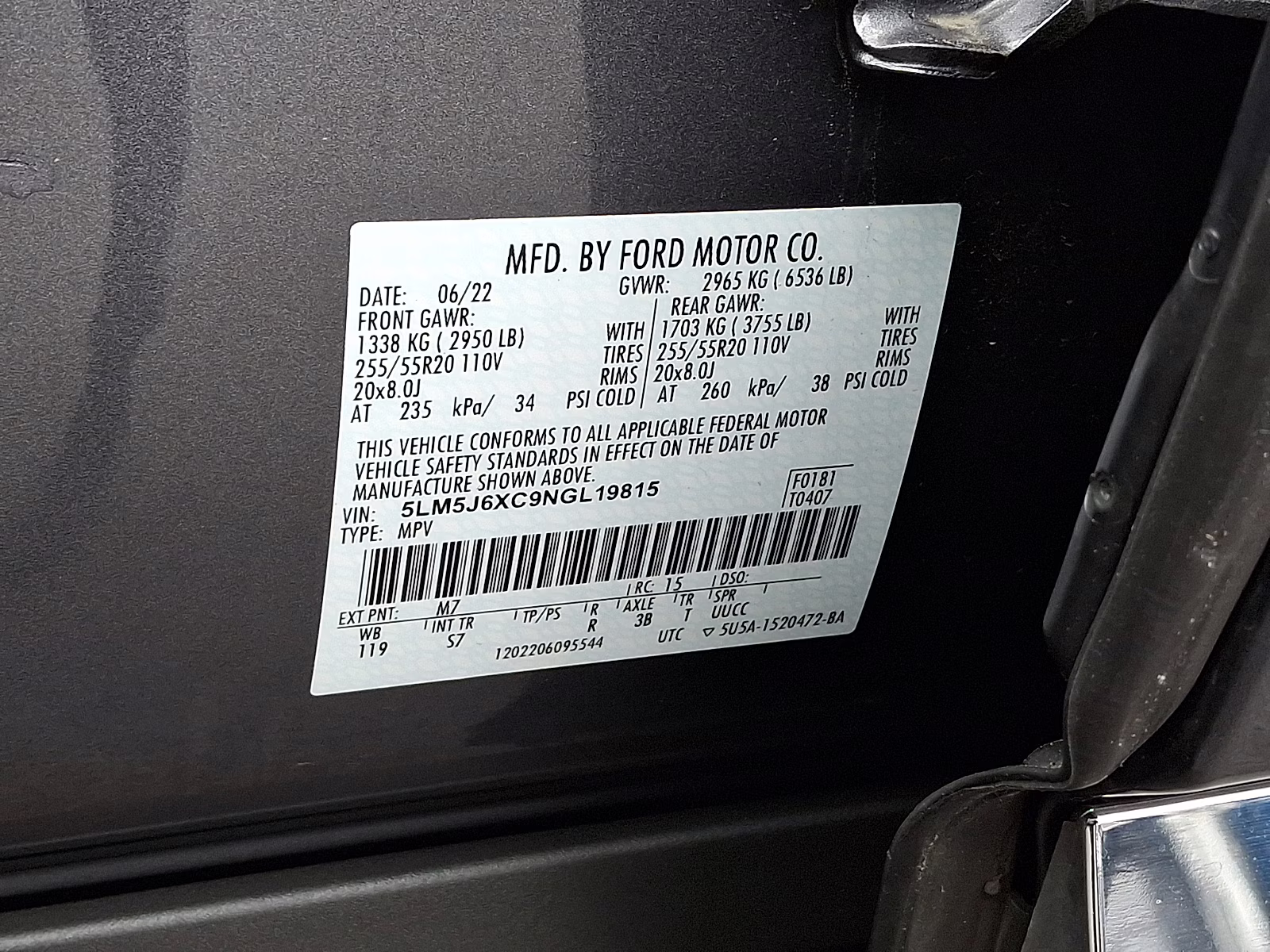 2022 Asher Gray Metallic Clearcoat - M7 Lincoln Aviator Standard AWD