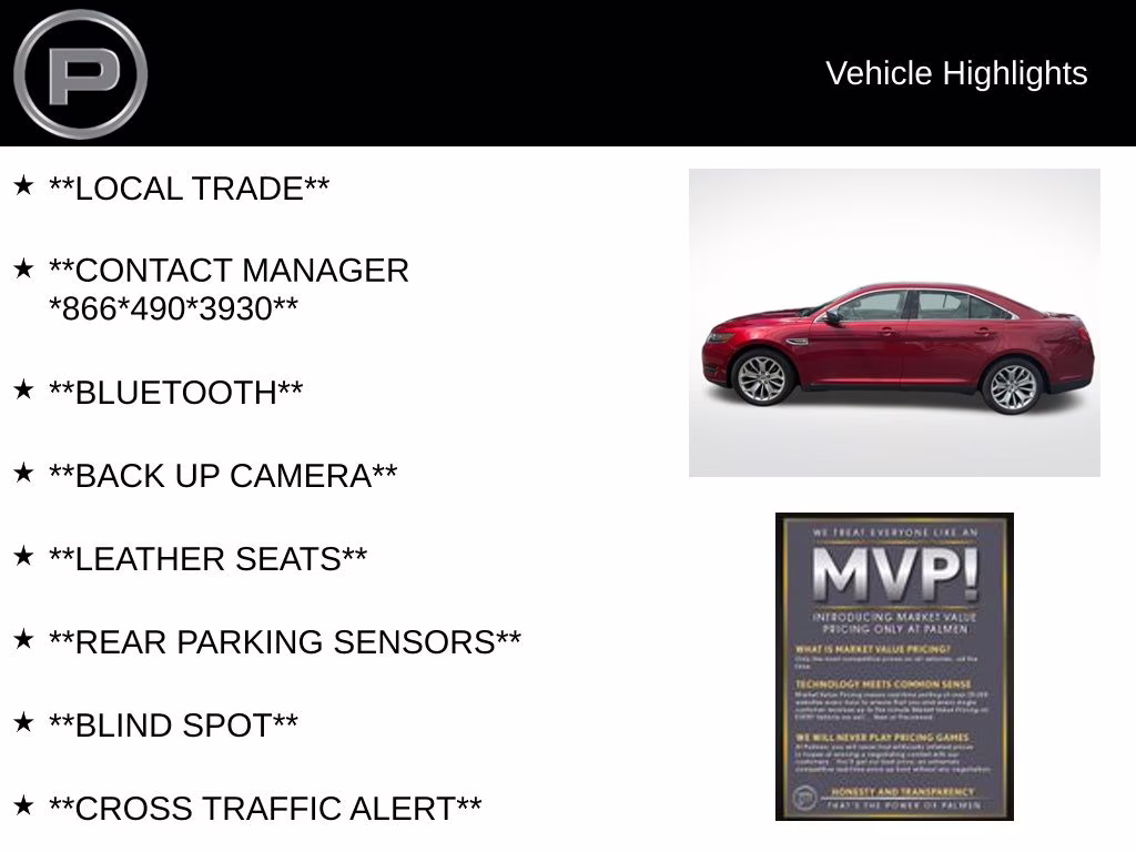 2017 Ruby Red Metallic Ford Taurus Limited FWD Sedan