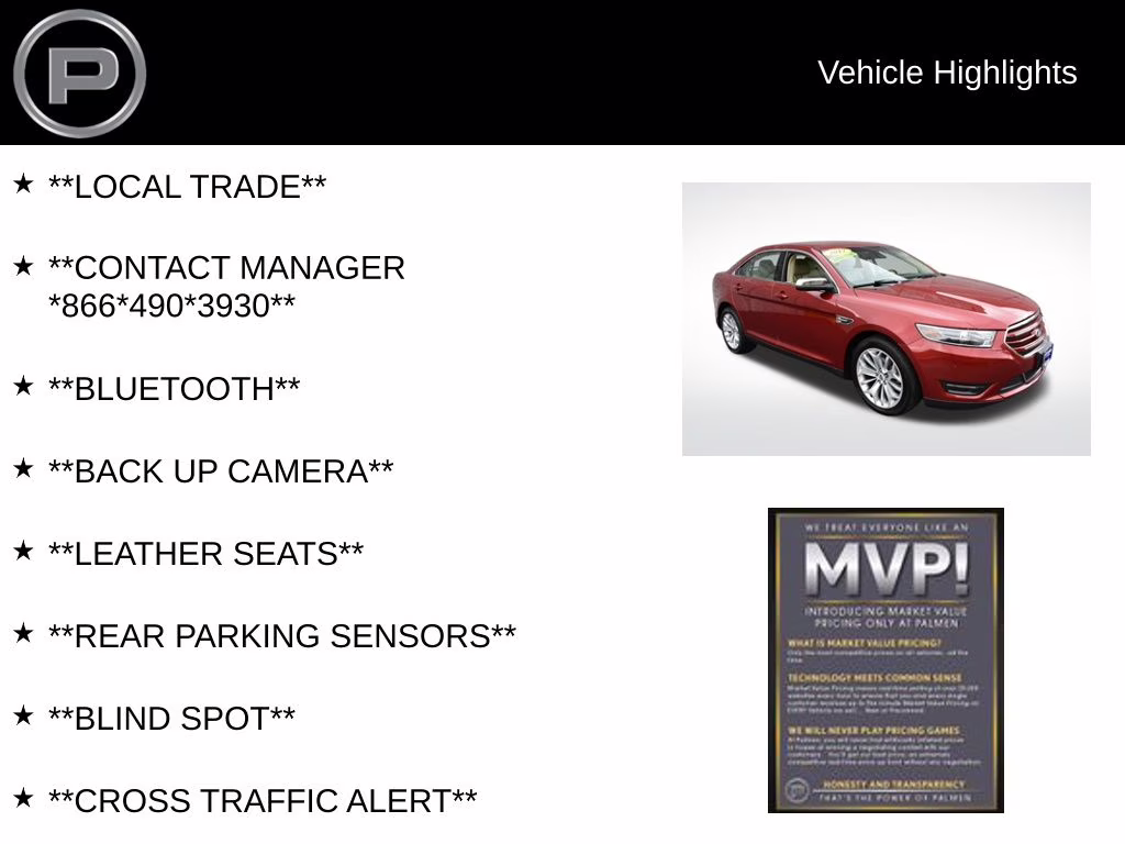 2017 Ruby Red Metallic Ford Taurus Limited FWD Sedan