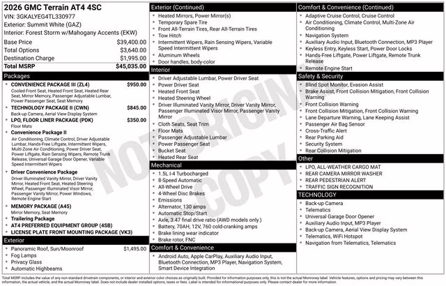 2026 Summit White GMC Terrain AT4 AWD SUV