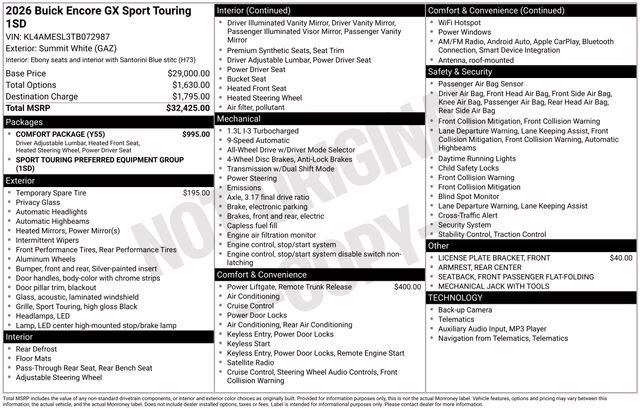 2026 Summit White Buick Encore GX Sport Touring AWD SUV