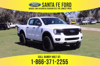 2024 White Ford Ranger XL Leveling Kit Wheel Tire Package 4X4 Truck