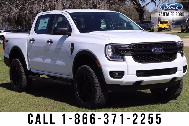 2024 White Ford Ranger XL Leveling Kit Wheel Tire Package 4X4 Truck