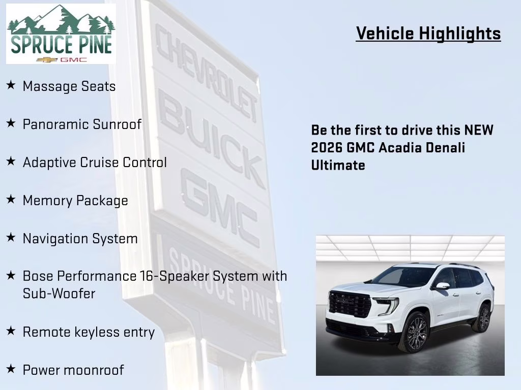 2026 Glacier White Tricoat GMC Acadia Denali Ultimate FWD SUV