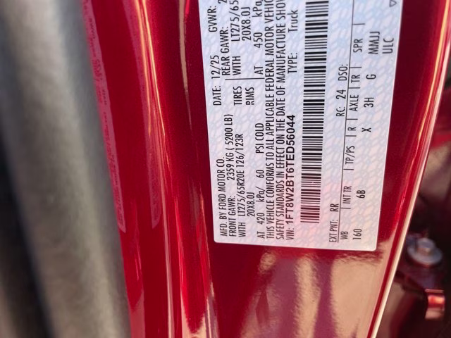 2026 Ruby Red Metallic Tinted Clearcoat Ford Super Duty F-250 SRW LARIAT 4X4 Truck