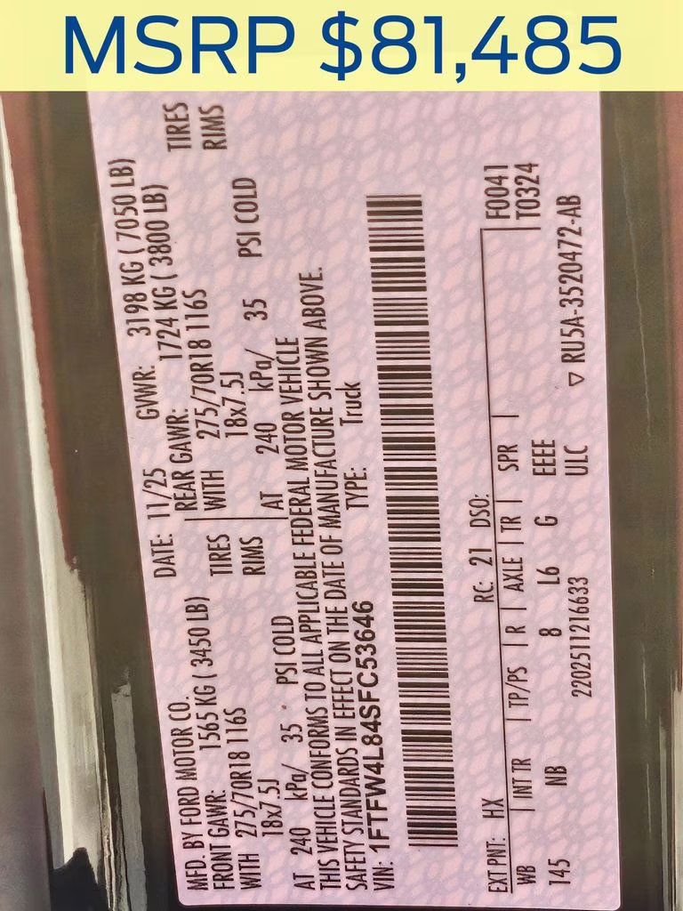 2025 Antimatter Blue Metallic Ford F-150 Tremor 4X4 Truck