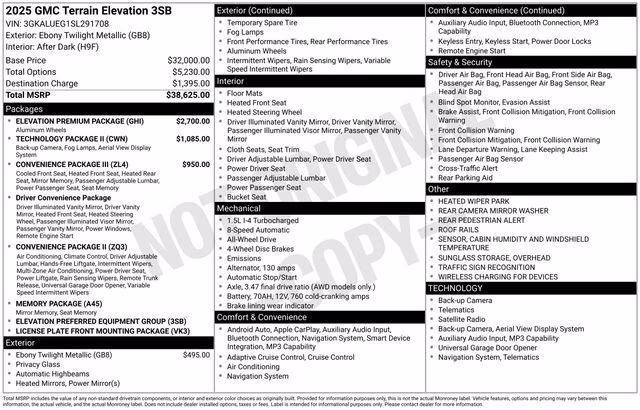 2025 Ebony Twilight Metallic GMC Terrain Elevation AWD SUV