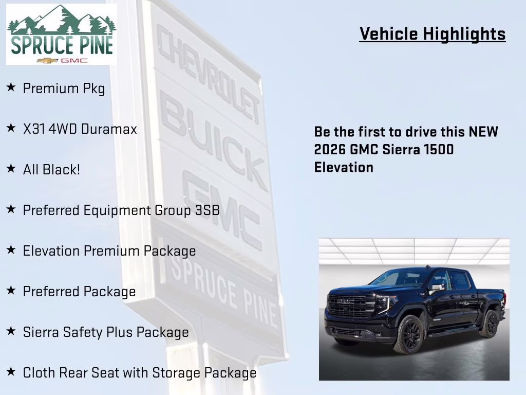 2026 Onyx Black GMC Sierra 1500 Elevation 4X4 Truck