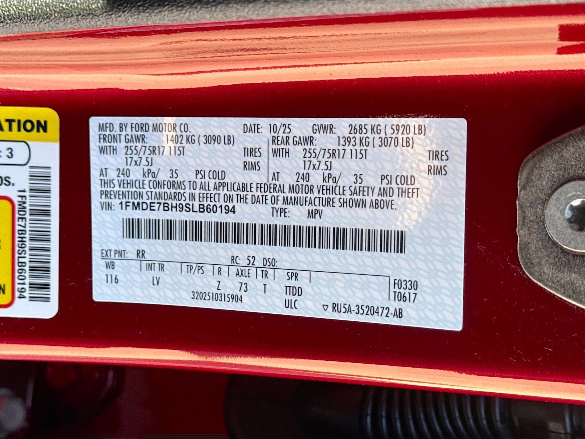 2025 Ruby Red Metallic Tinted Clearcoat Ford Bronco Big Bend 4X4 SUV