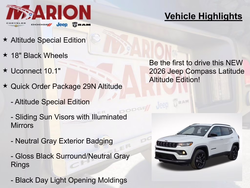 2026 Bright White Clearcoat Jeep Compass Latitude 4X4 SUV