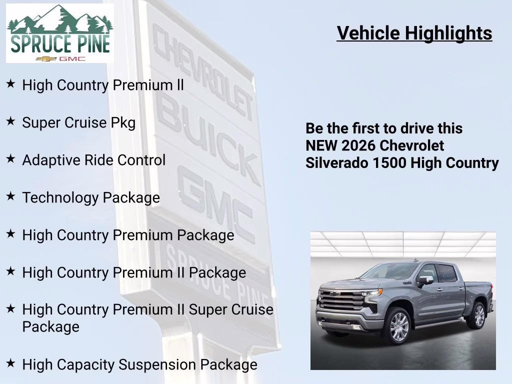 2026 Sterling Gray Metallic Chevrolet Silverado 1500 High Country 4X4 Truck