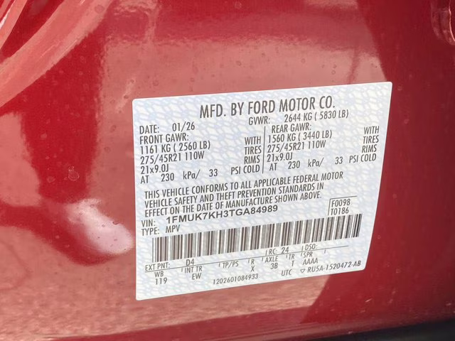 2026 Rapid Red Metallic Tinted Clearcoat Ford Explorer ST-Line RWD SUV