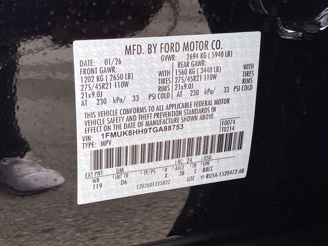 2026 Agate Black Metallic Ford Explorer Platinum 4X4 SUV