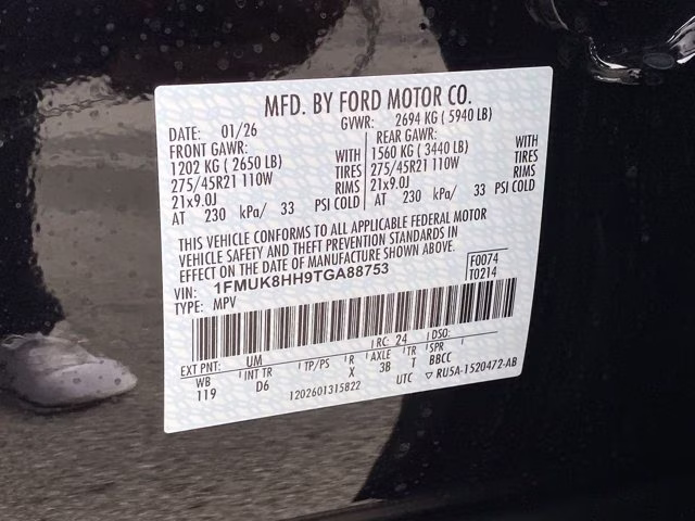 2026 Agate Black Metallic Ford Explorer Platinum 4X4 SUV