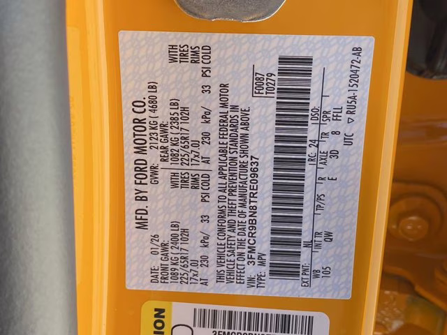 2026 Orange Fury Metallic Tri-Coat Ford Bronco Sport Big Bend 4X4 SUV