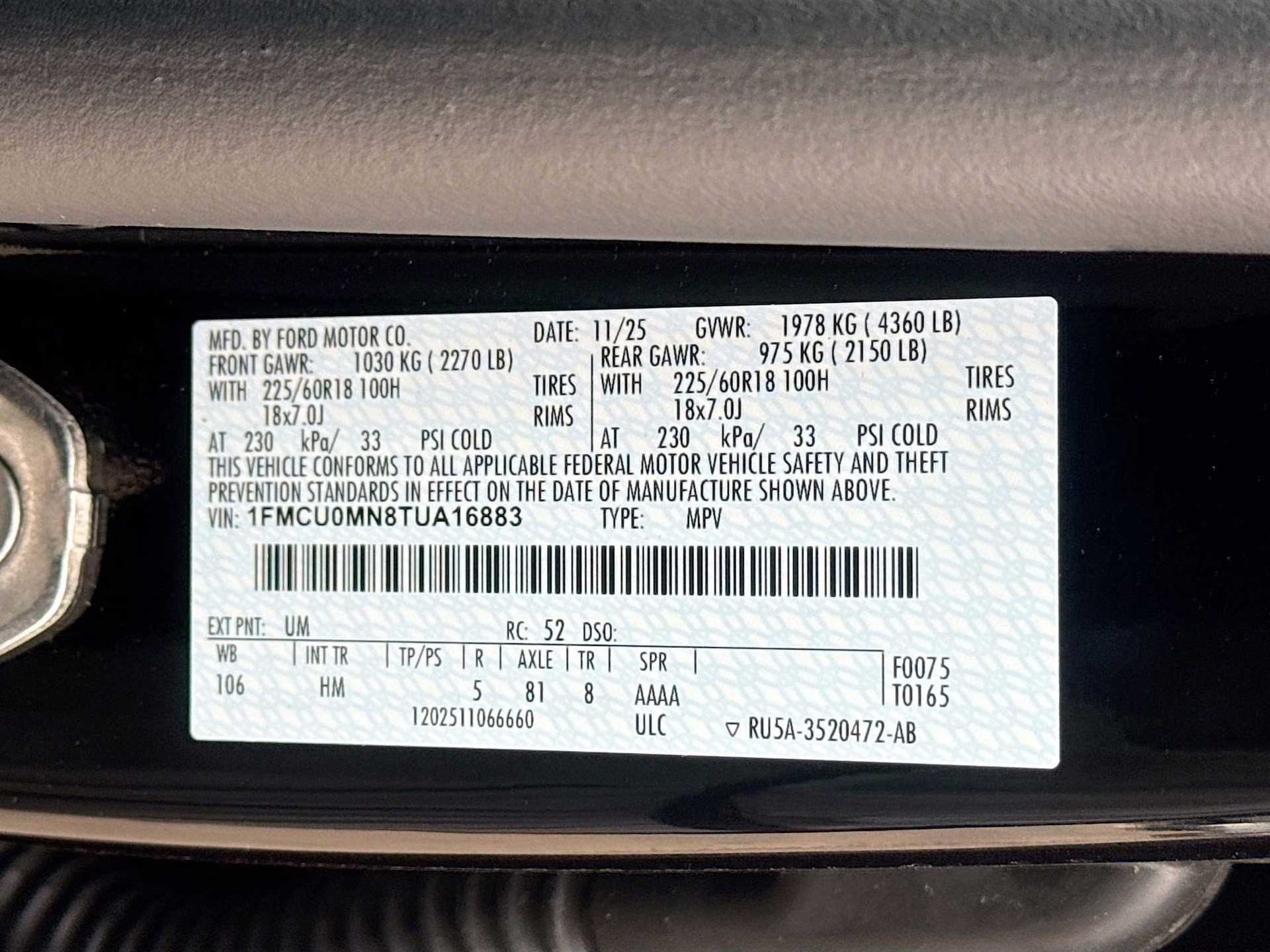 2026 Agate Black Metallic Ford Escape ST-Line FWD SUV