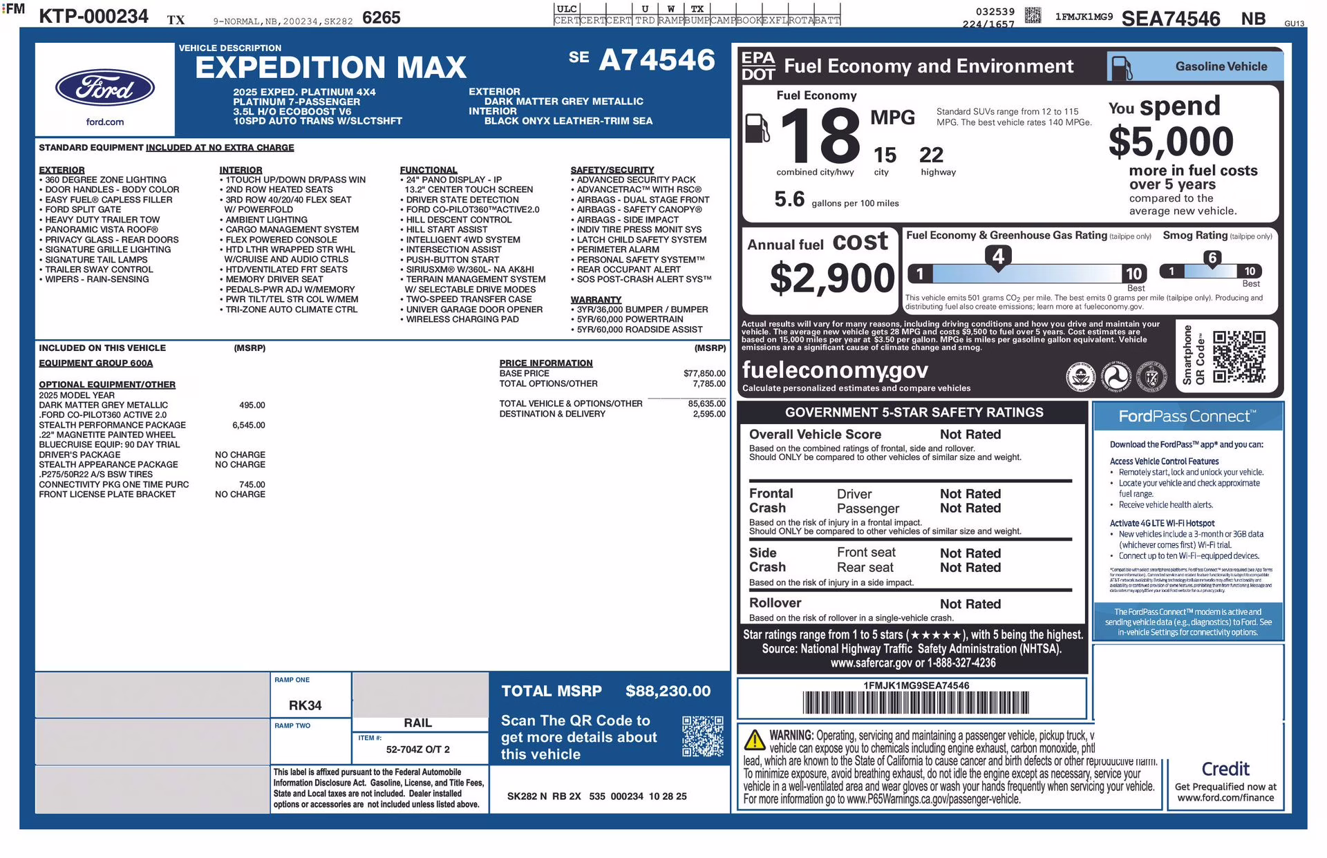 2025 Dark Matter Gray Metallic Ford Expedition Max Platinum 4X4 SUV
