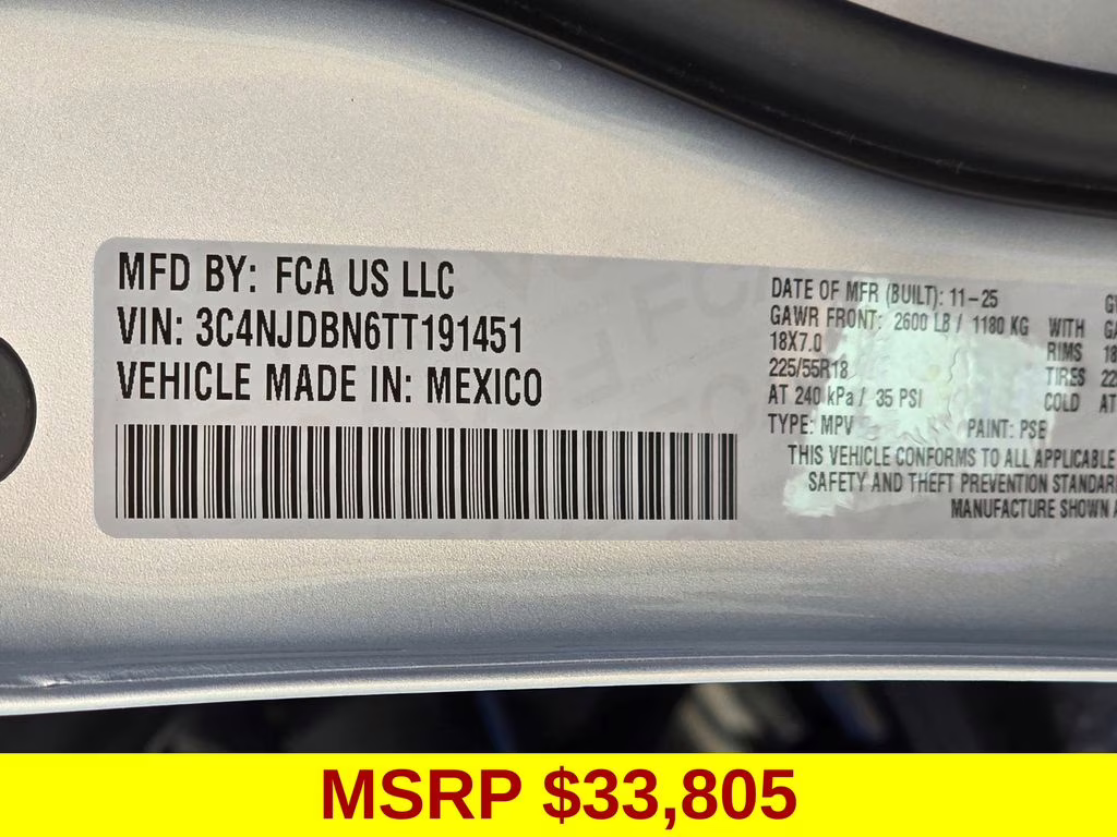 2026 Silver Zynith Metallic Clearcoat Jeep Compass Latitude 4X4 SUV