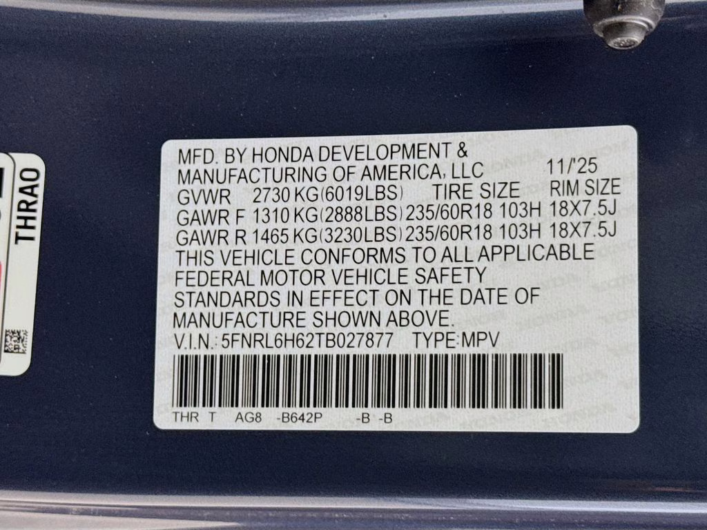 2026 Smoke Blue Pearl Honda Odyssey EX-L FWD Van