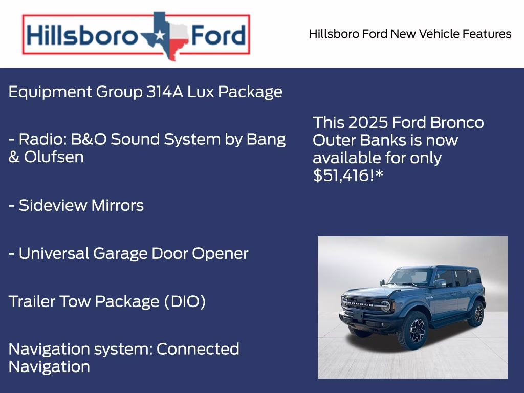2025 Azure Gray Metallic Tri-Coat Ford Bronco Outer Banks 4X4 SUV