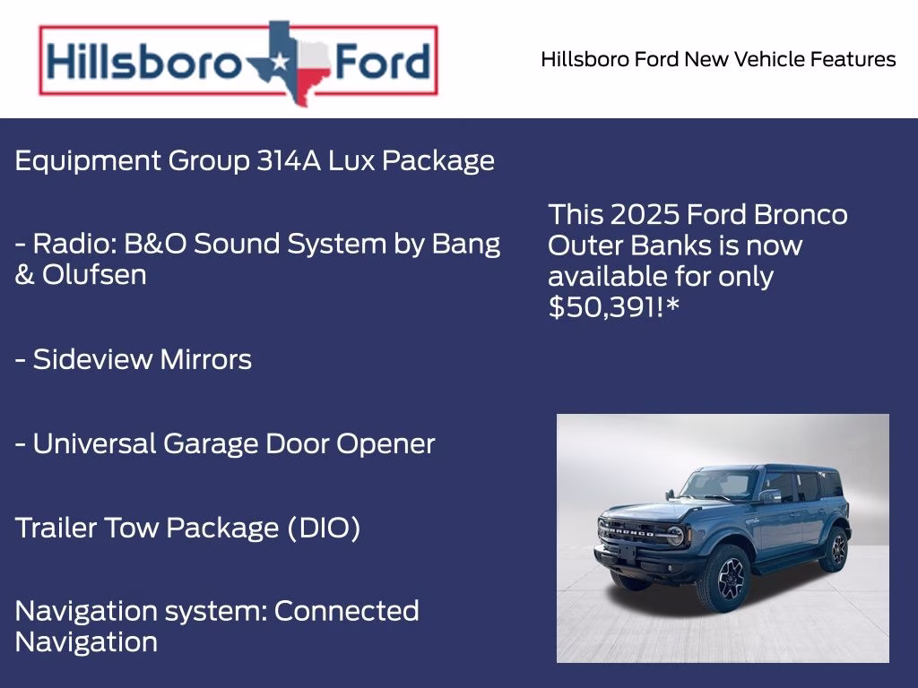 2025 Azure Gray Metallic Tri-Coat Ford Bronco Outer Banks 4X4 SUV