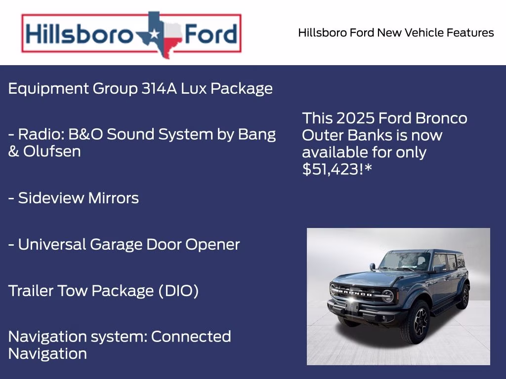 2025 Azure Gray Metallic Tri-Coat Ford Bronco Outer Banks 4X4 SUV