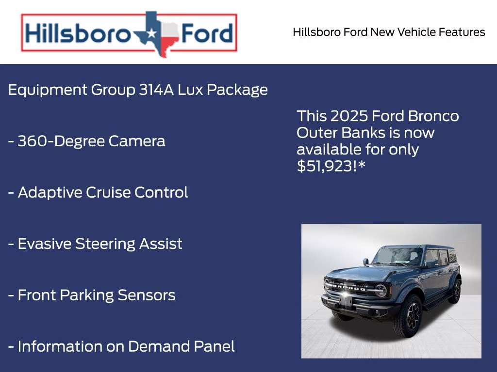 2025 Azure Gray Metallic Tri-Coat Ford Bronco Outer Banks 4X4 SUV