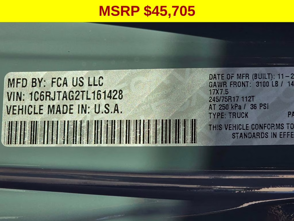 2026 Anvil Clearcoat Jeep Gladiator Sport 4X4 Truck