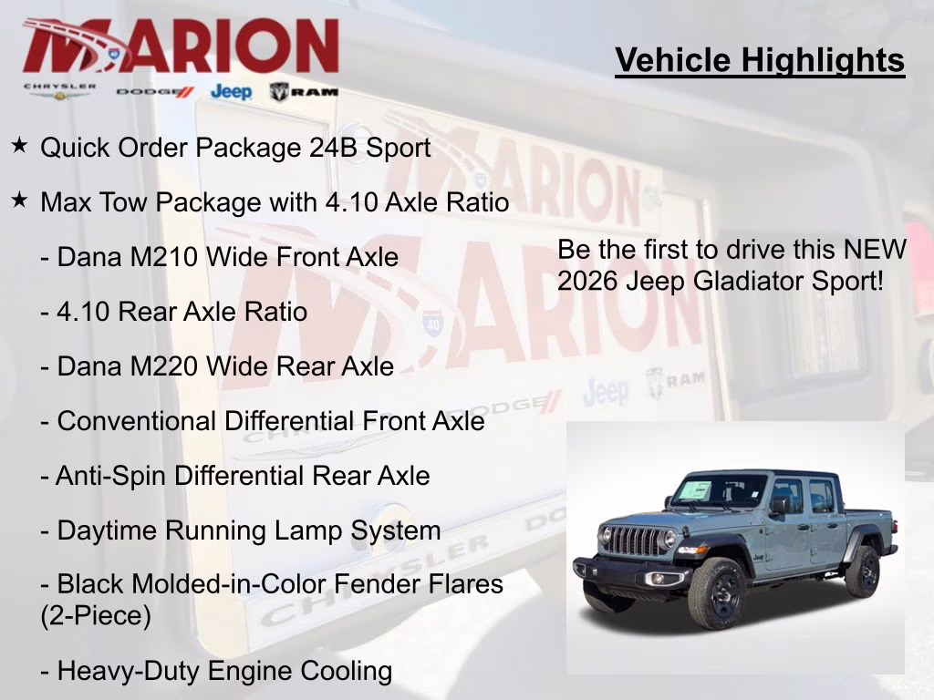 2026 Anvil Clearcoat Jeep Gladiator Sport 4X4 Truck