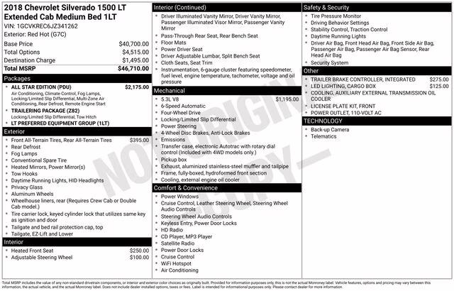 2018 Red Hot Chevrolet Silverado 1500 LT 4X4 Truck