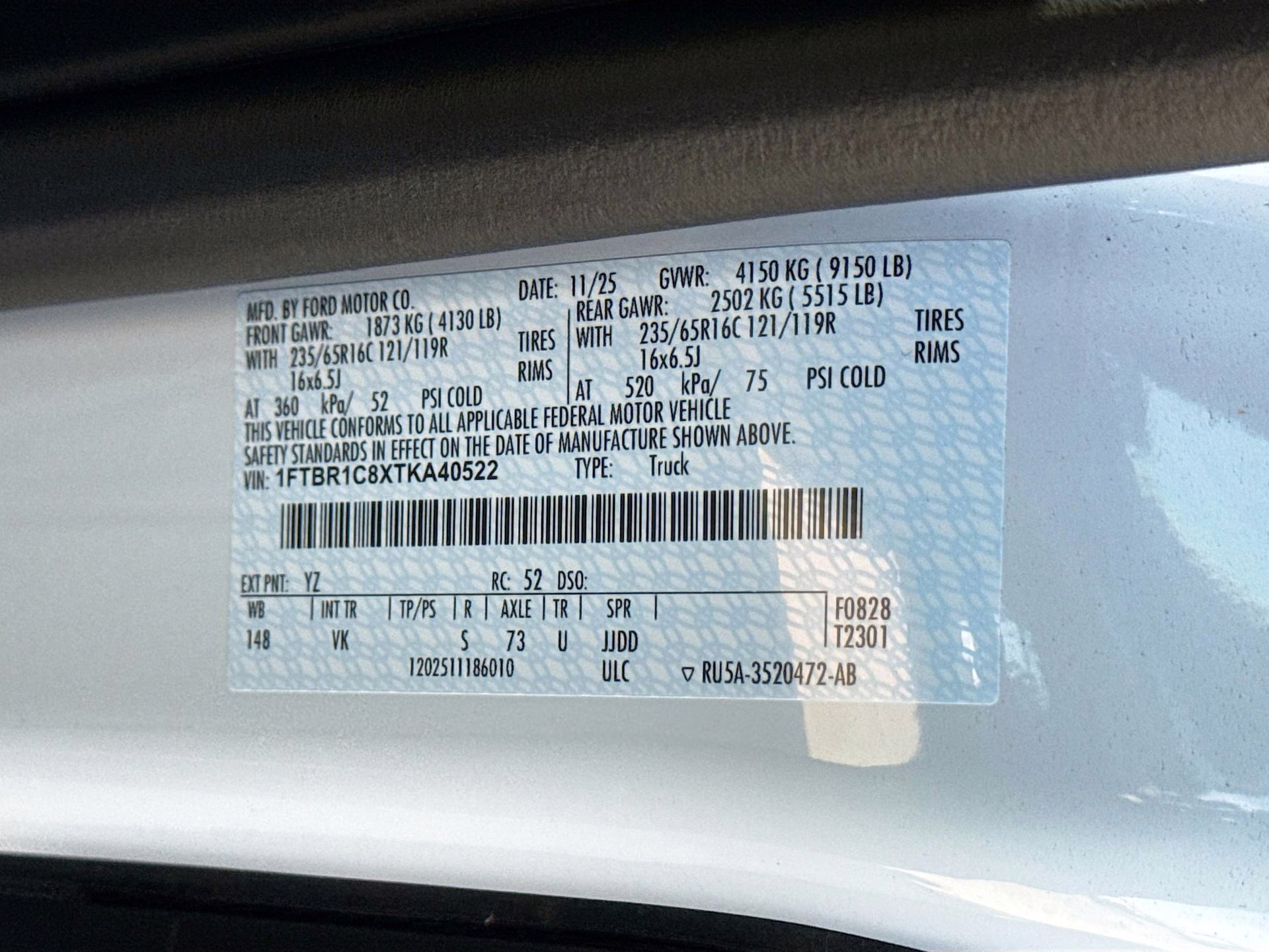 2026 Oxford White Ford Transit-250 Base RWD Van