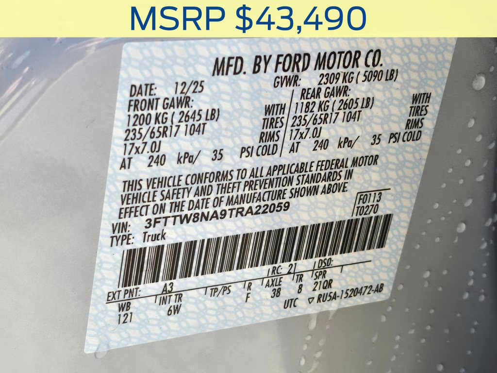 2026 Space White Metallic Ford Maverick Tremor AWD Truck