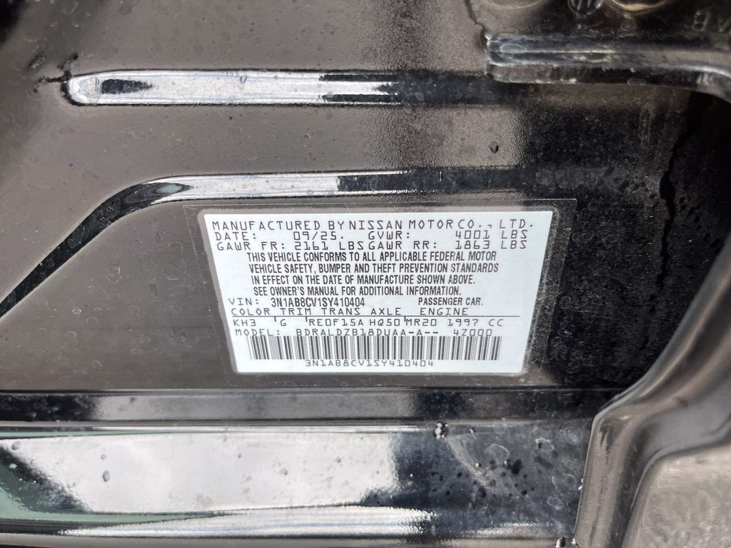 2025 Super Black Nissan Sentra SV FWD Sedan