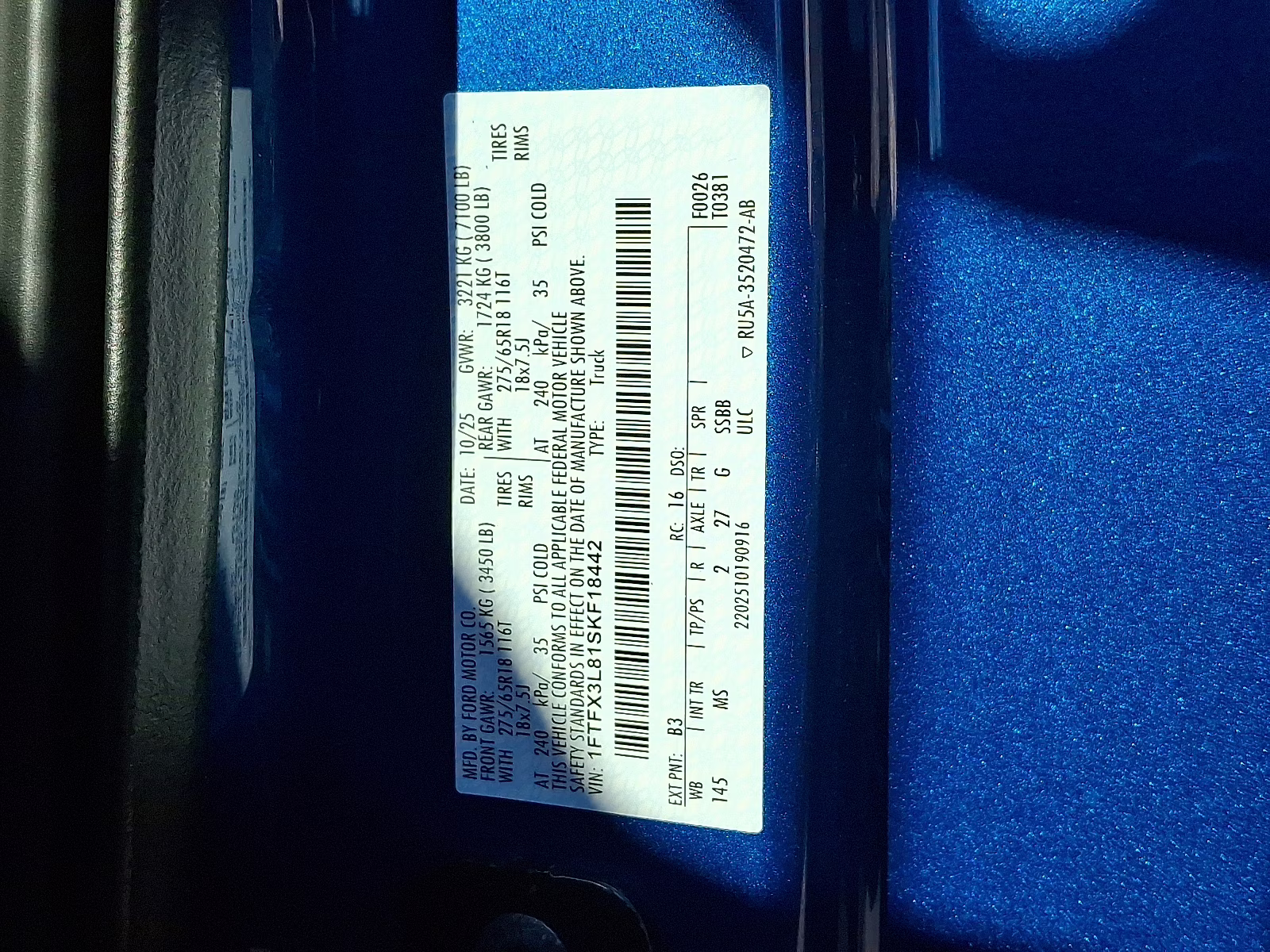 2025 Atlas Blue Metallic - B3 Ford F-150 XLT 4X4