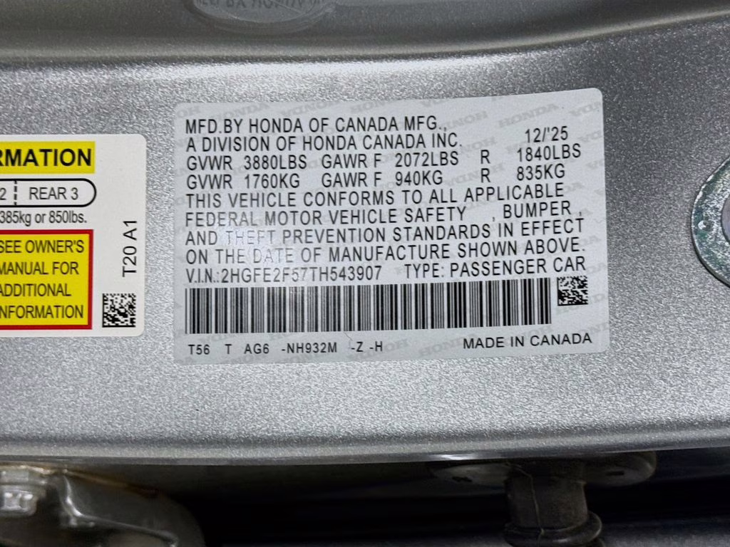 2026 Solar Silver Metallic Honda Civic Sport FWD Sedan