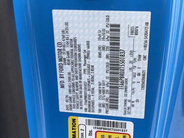 2026 Grabber Blue Metallic Ford Mustang Dark Horse RWD Coupe