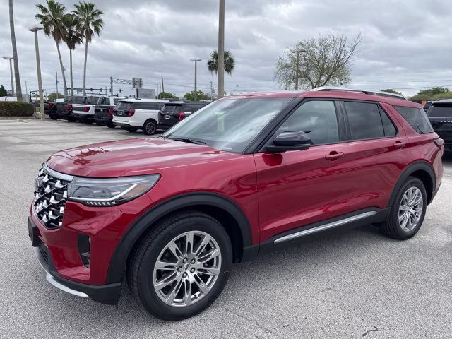 2026 Rapid Red Metallic Tinted Clearcoat Ford Explorer Platinum RWD SUV