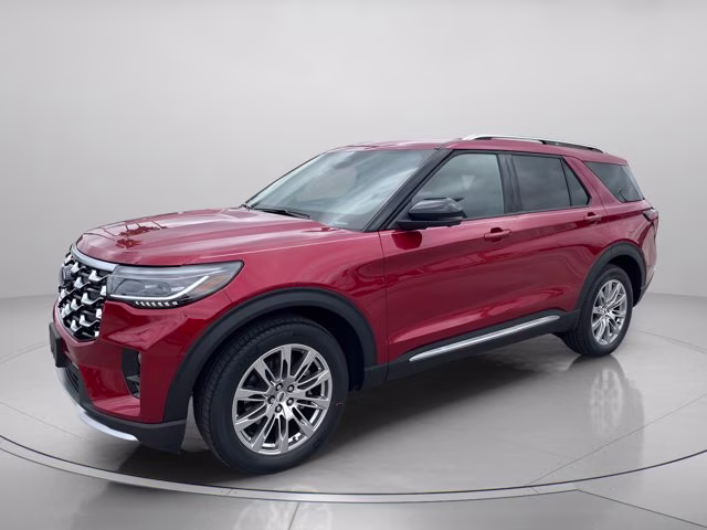2026 Rapid Red Metallic Tinted Clearcoat Ford Explorer Platinum RWD SUV