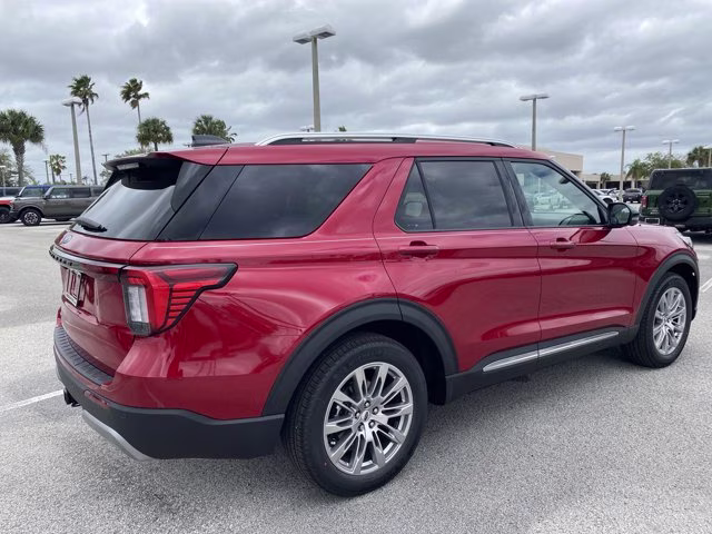 2026 Rapid Red Metallic Tinted Clearcoat Ford Explorer Platinum RWD SUV