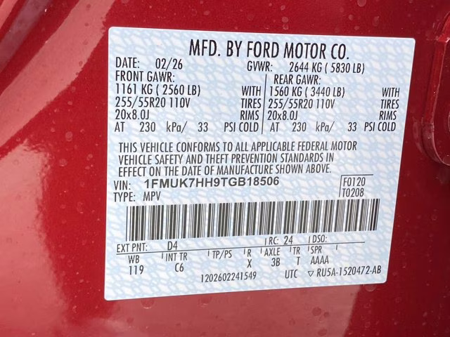 2026 Rapid Red Metallic Tinted Clearcoat Ford Explorer Platinum RWD SUV