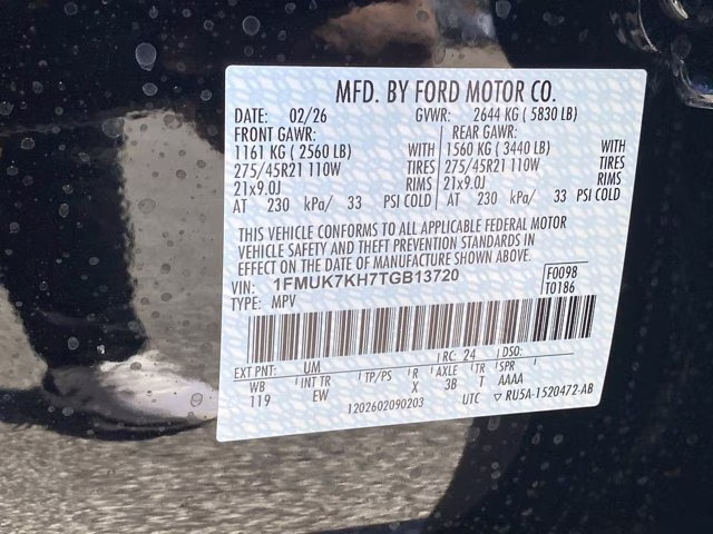 2026 Agate Black Metallic Ford Explorer ST-Line RWD SUV