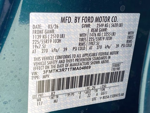 2026 Adriatic Blue Metallic Ford Mustang Mach-E Premium RWD SUV