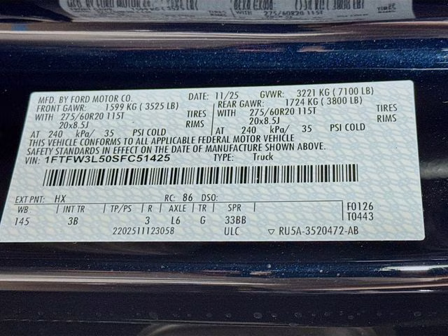 2025 Antimatter Blue Metallic Ford F-150 XLT Black Widow 4X4 Truck