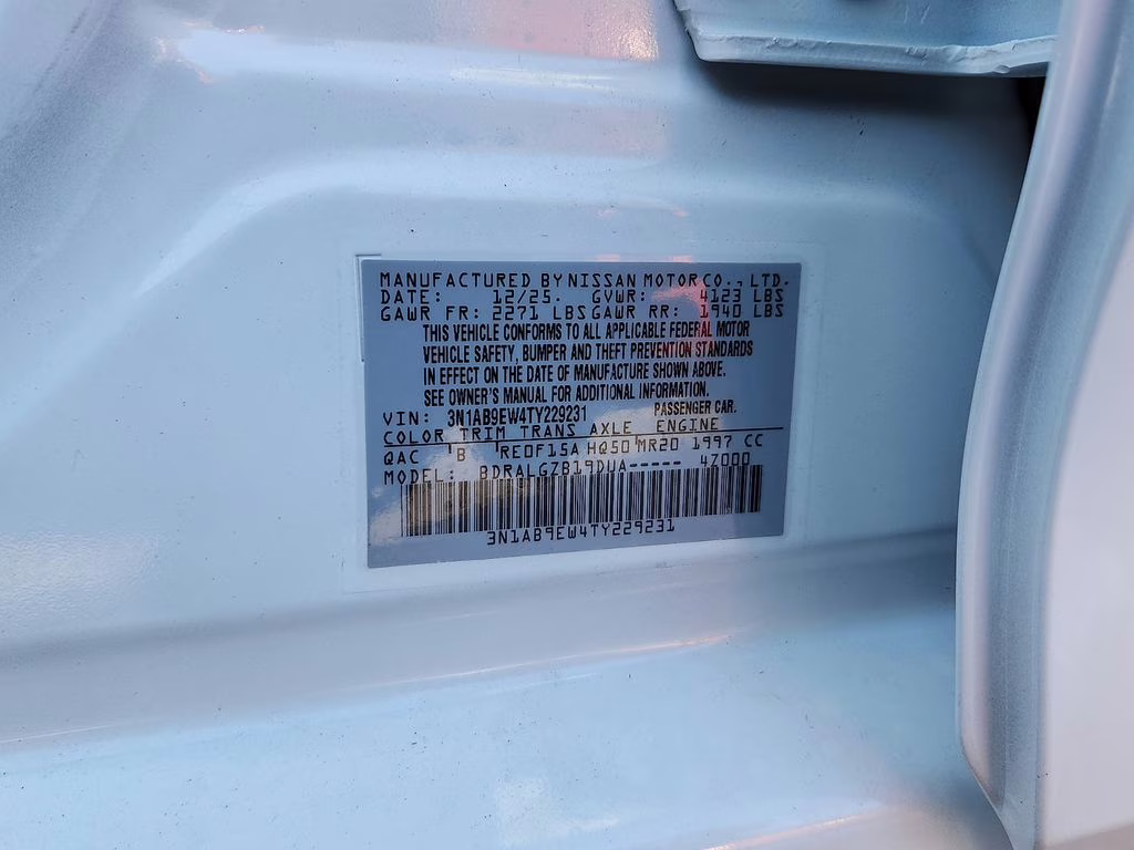 2026 Aspen White Tricoat Nissan Sentra SL FWD Sedan