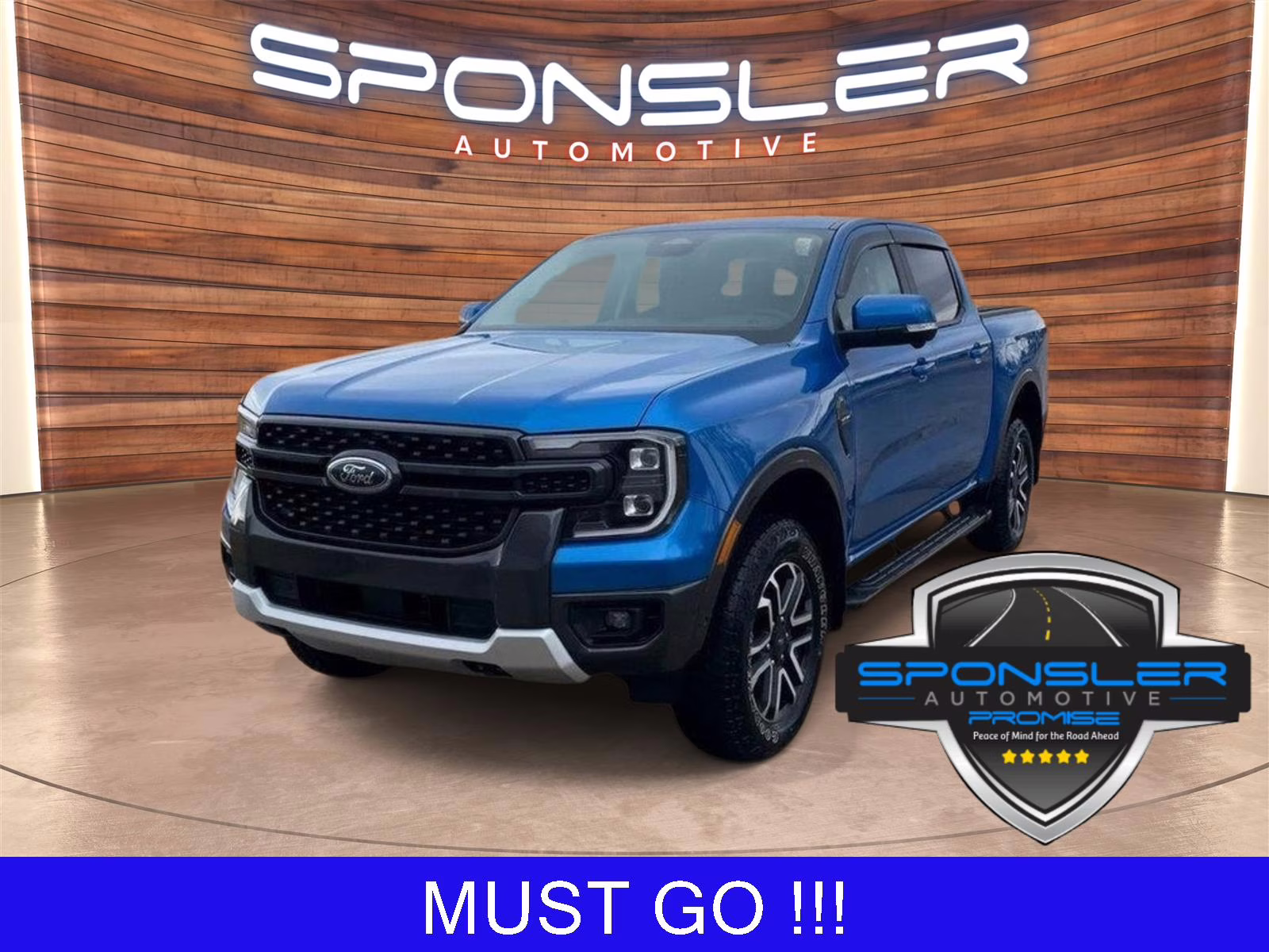 Velocity Blue 2024 Ford Ranger Lariat SuperCrew 4WD Pickup Truck Four-Wheel Drive Automatic
