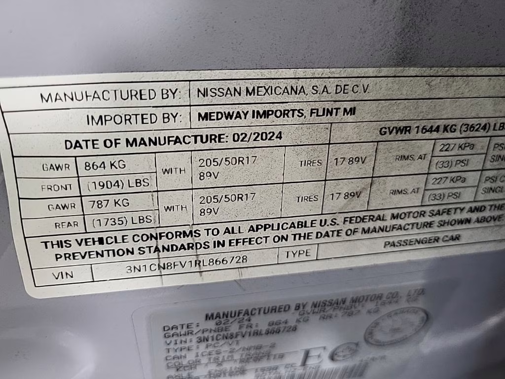 2024 Fresh Powder Nissan Versa 1.6 SR FWD Sedan