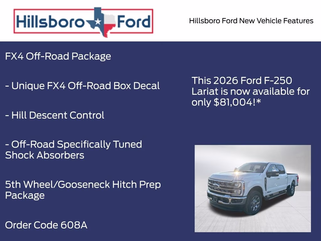 2026 Star White Metallic Tri-Coat Ford Super Duty F-250 SRW Lariat 4X4 Truck
