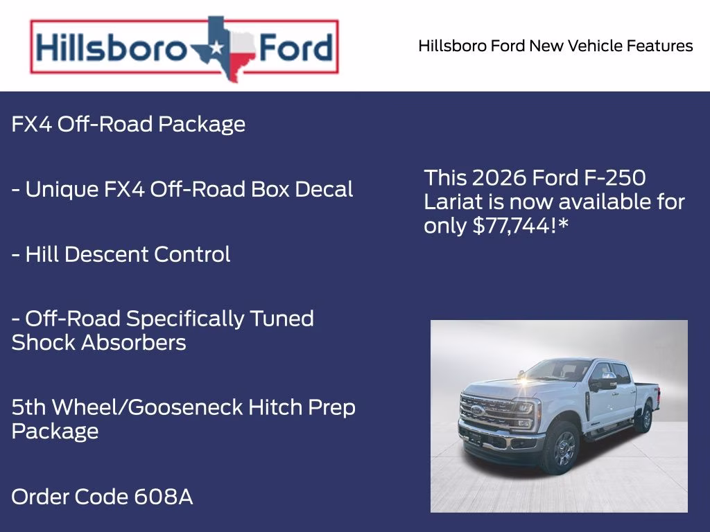 2026 Star White Metallic Tri-Coat Ford Super Duty F-250 SRW Lariat 4X4 Truck
