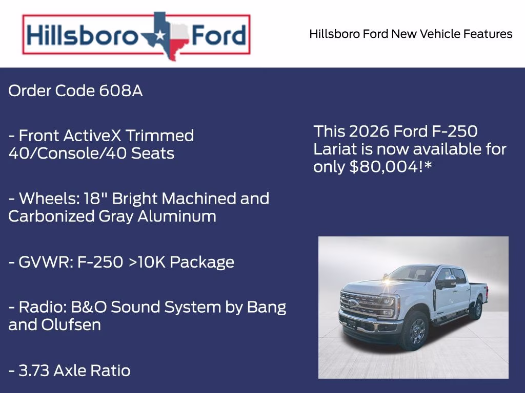 2026 Star White Metallic Tri-Coat Ford Super Duty F-250 SRW Lariat 4X4 Truck