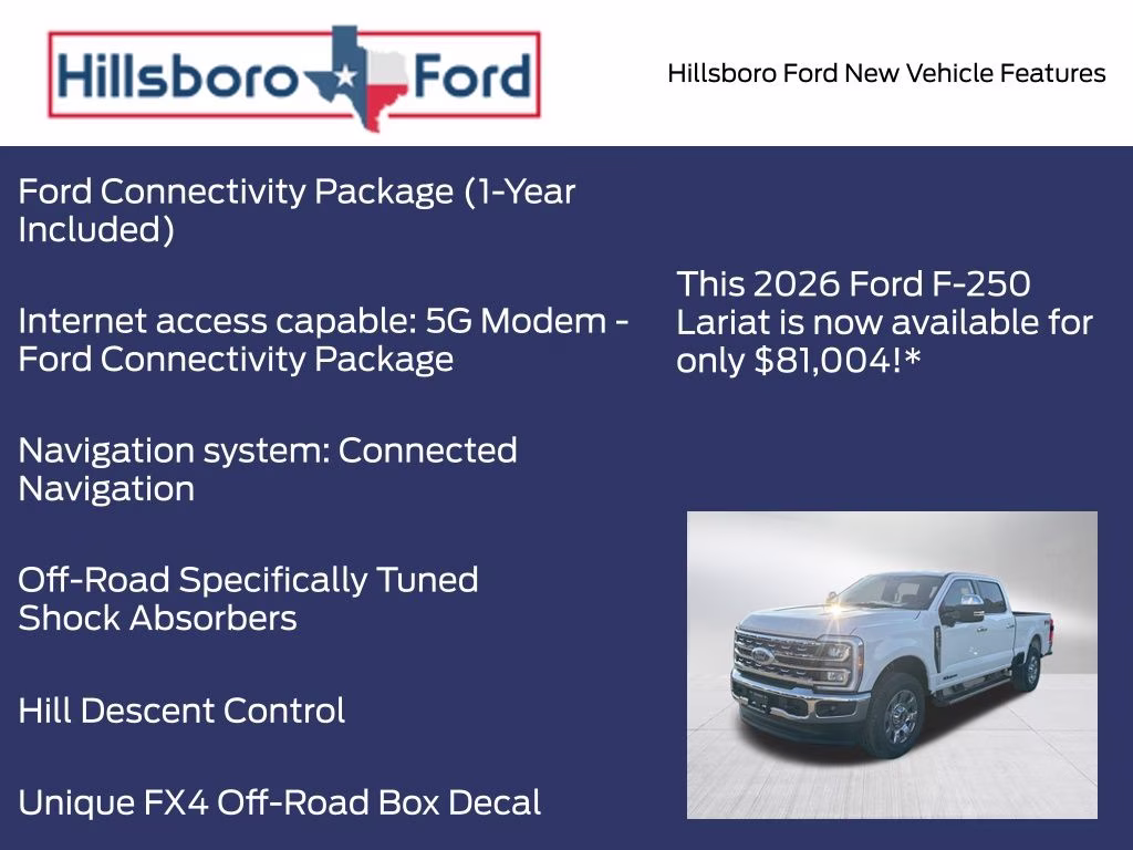 2026 Star White Metallic Tri-Coat Ford Super Duty F-250 SRW Lariat 4X4 Truck